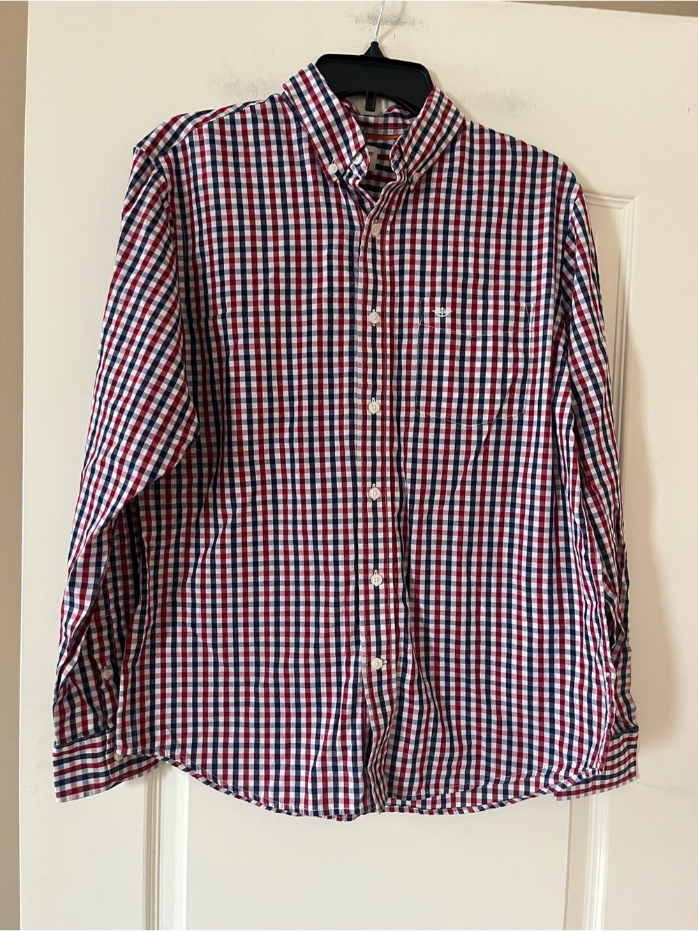 Men's Docker’s Red, White & Blue Check Button-Down Shirt Size Medium